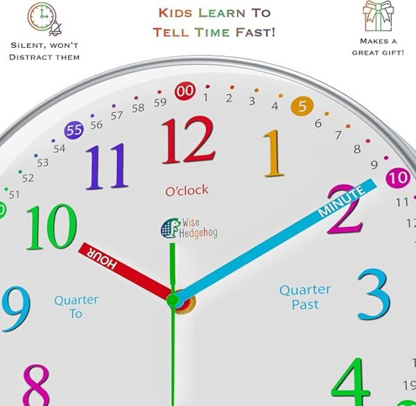 b4 Learning Clock for Kids, Silent Non Ticking