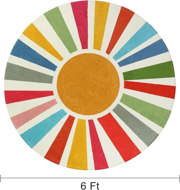 Round Boho Rug Washable Rounded Rug